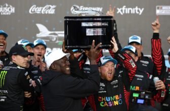 Driving for Michael Jordan, Tyler Reddick wins the...