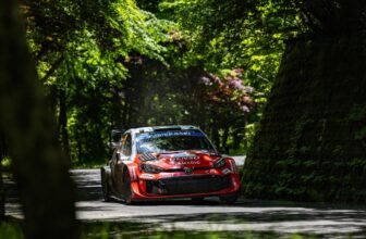 Elfyn Evans leads as deer delay Oliver Solberg