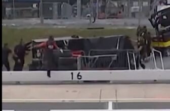 NASCAR Cup crew member shields reporter from runaw...